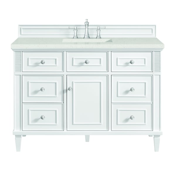 James Martin Vanities 48'' Single Vanity, Bright White w/ 3 CM Lime Delight Quartz Top 424-V48-BW-3LDL - main